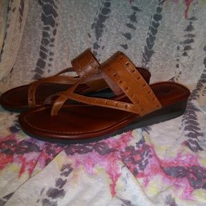 White Mt. Brown Leather Sandal Flip Flop Size 11